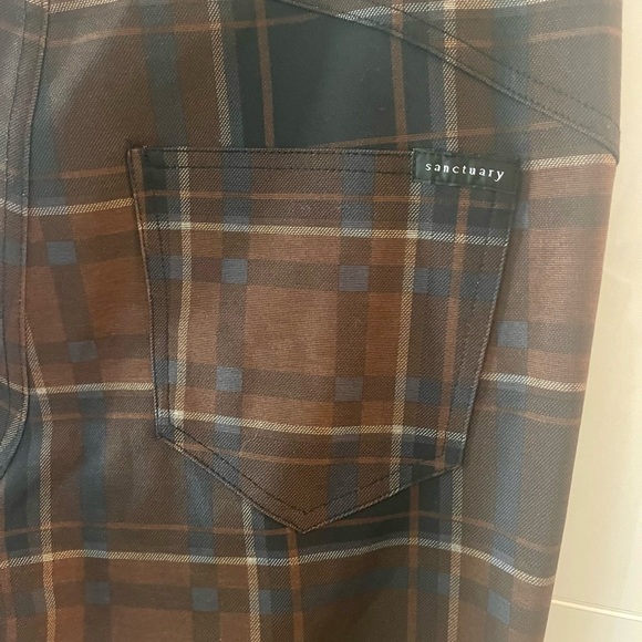 ANTHROPOLOGIE Sanctuary Plaid Runway Leggings - Brown Pattern - M - Picture 11 of 12
